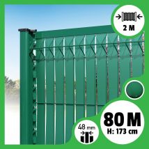 Kit 80m Occultation Lattes Aluminium Pour Panneau Rigide Maille 55 - H 1m73 X 2m Vert - Bricoman