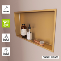Niche De Douche 30x60cm - Rangement Mural De Salle De Bain - Or Satiné - Nook - Bricoman
