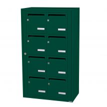 Bloc Collectif Leabox.com, 2x4, Grade 3, Simple Face, Intérieur, Fixation Murale, Vert Mousse Ral 6005 Finition Brillante - Bricoman