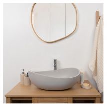 Vasque À Poser Organique En Béton Gris 57x37cm - Bricoman