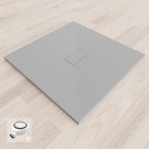 Baya Receveur De Douche 100 X 100 Cm Gris Extra-plat Aspect Pierre + Bonde Centrale Incluse - Tecnomat