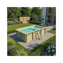 Piscine Hors Sol En Bois Aqua 4.65 X 2.85 - H.1.24 M Avec Plage, Sable, Fixations À Sceller - Bas7306ospi3+pla306 - Altanka - Bricoman