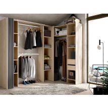 Dressing D'Angle Extensible Dorian - L164/234 Cm - Chêne Et Gris - Bricoman