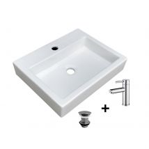 Vasque À Poser Rectangulaire 48x38cm Padi + Robinet + Bonde - Bricoman