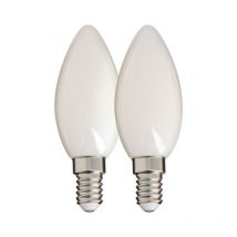 Xanlite - Lot De 2 Ampoules Filament Led Flamme Opaque, Culot E14, 470 Lumens, Equivalence 40w, 4000 Kelvins, Blanc Neutre - Pack2rfv470focw - 