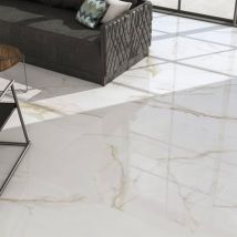 Carrelage Sol Et Mur Effet Marbre Brillant Hotel Luxe Gold Poli 60x120 Cm - Réflex Boutique - Bricoman