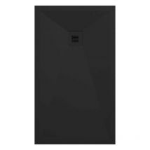 Receveur De Douche 100x120 Cm Extra Plat Onda En Résine Surface Ardoisée Noir Grille Noire - Bricoman
