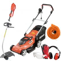 Pack - Dolmar Tondeuse Électrique 1600w 41cm Em410 + Coupe-herbe 1000w Et101c + Rallonge 40m + Équipements Protection - Bricoman