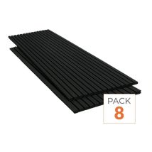 Lot De 8 Panneaux Acoustiques Muraux Bois 240x60x2,2cm - Couleur Noir Avec Fond Noir - Silamp - Bricoman
