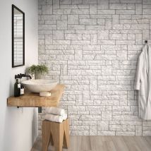 Carrelage Parement Maestrat White 32 X 89 Cm Effet Pierre - Bricoman