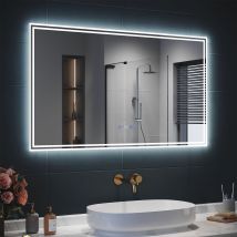Sirhona Miroir Salle De Bain Lumineux Rectangulaire - Fonction Bluetooth 5.0/horloge/anti-buée - Miroir Led Dimmable 120x70cm - Bricoman