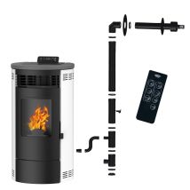 Poêle À Granulés Étanche Flavia 15 Kw Blanc Sannover + Kit D'Installation Complet - Tecnomat