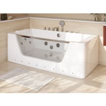 Baignoire Balnéo Vitrée Semi-îlot À Leds Dyona - 1 Place - 260l - 170*85*58cm - Blanche - Bricoman