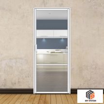 Porte Battante Blanche H 2040 X L 830 Mm - 3 Verres Clairs Horizontaux - Bricoman