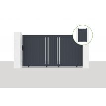 Portail Coulissant 3x1,6m Giona + Portillon Giona H.1,6m Gris - Tecnomat