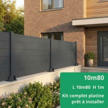 Kit Clôture Composite Et Aluminium Sur Platine L10.80 X H1m Gris Anthracite - Bricoman