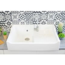 Evier Céramique Timbre D'Office Grand Siecle Blanc 90cm - Bricoman