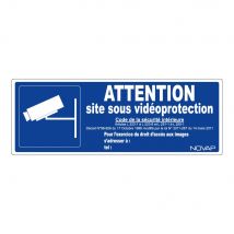 Panneau Bleu Attention Site Sous Vidéoprotection Avec Pictogramme - Rigide 330x120mm - 4141114 - Bricoman
