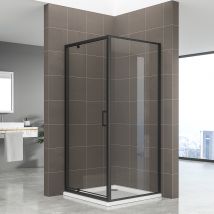 Ibeablack Cabine De Douche Noire H. 190 Cm Porte Pivotante Verre 6 Mm Transparent 70 X 90 Cm (porte 70) - Tecnomat