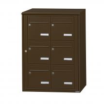 Bloc Collectif Leabox.com, 2x3, Grade 3, Simple Face, Extérieur, Fixation Murale, Brun Sepia Ral 8014 Finition Brillante - Bricoman