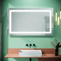 Sirhona Miroir De Salle De Bain Avec Éclairage Led 100x60cm Avec Prise Pour Miroirs De Salle De Bain Mural Fonction Anti-buée Miroirs Led - Bricoman