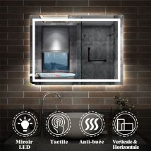 80cm*60cm Miroir De Salle De Bain Avec Led Intégrée Et Anti-buée - Bricoman