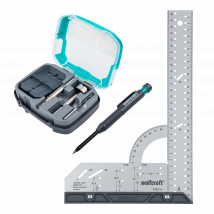 Kit Coffret De Montage De Charnière Diam. 35 Mm, Équerre De Menuisier Multifonction 300 Mm Et Crayon De Chantier - Wolfcraft 8656000 - Bricoman