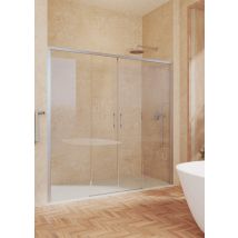 Soulhome Paroi De Douche 2 Coulissantes + 2 Fixes, Sans Profilé Inférieur, Verre De Sécurité 6 Mm Anticalcaire, 199 À 203cm X 195cm H, Argenté - 