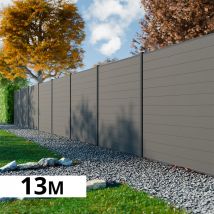 Kit Clôture Bois Composite Platine 13x1,8m Rio - Poteaux En Aluminium Gris - Brise Vue - Palissade - Bricoman