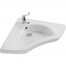 Lavabo D'Angle Mural Pmr Extra Plat Normes Handicapé Porcelaine Vitrifée Sanindusa Newwccare Blanc - Bricoman