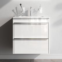 Meuble Salle De Bains Avec Vasque En Céramique Meuble Simple Vasque Suspendu 60 Cm Avec Lavabo Intégré, 2 Tiroirs, Design, Blanc Brillant – Am.pm - 