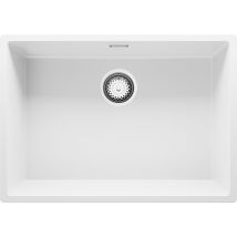 Evier Cuisine En Granit Blanc 66x47cm, Lavabo 1 Bac + Kit De Vidage, Évier À Encastrer Au Meuble 70cm - London Slim Primagran - Bricoman