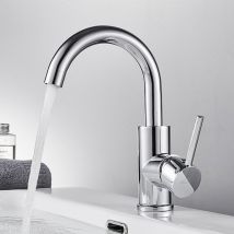 Auralum Max Mitigeur De Lavabo Chrome L Mitigeur Salle De Bain Rotation À 360° Pour Évier Ou Lavabo Robinet De Lavabo Eau Froide Et Chaude - Bricoman