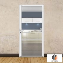 Porte Battante Blanche H 2040 X L 930 Mm - 3 Verres Clairs Horizontaux + Béquille Inox - Bricoman