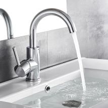Robinet Lavabo Pivotant 360°,robinetterie Design Courbé Classique Pour Salle Bains,mitigeur Vasque À Poser,lave-main Chaude/froide Chromé,eu Modèle -