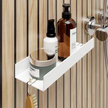 Schulte Étagère Murale De Salle De Bains Autocollant, 28x9.5x3.5 Cm, Rangement De Douche, Étagère De Douche Sans Percer, Blanc Mat - Bricoman