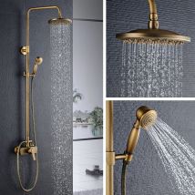 Auralum Max Colonne De Douche En Laiton Design Rétro - Colonne De Douche Avec Mitigeur Mécanique - Avec Douchette + Pommeau De Douche À Pluie - 