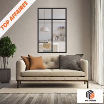 Verriere 2 Sections Avec Imposte - L X H : 73,7 X 126,5 Cm - Laqué Noir 9005 Granité - Vitrages Inclus - Bricoman