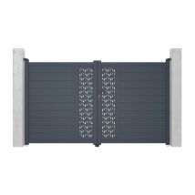 Portail Battant Aluminium Semi Plein À Motifs L305 X H181 Cm Anthracite Gregor - Bricoman