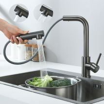 Cecipa Max Mitigeur Cuisine Avec Douchette Extractible Robinet Cuisine Avec 2 Types De Jets Mitigeur Évier En Acier Inoxydable, Gris Noir,eu Modèle - 