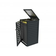 Cache Poubelle Extérieur Simple En Aluminium Thermolaqué - Abri Pour 1 Conteneur 120 Litres – Gris Anthracite Ral 7016 - Bricoman