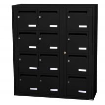 Bloc Collectif Leabox.com, 3x4, Grade 3, Simple Face, Intérieur, Mural, Noir 9005 Finition Brillante - Bricoman