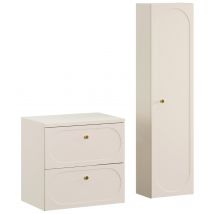 Ensemble Meuble Suspendu Sous Vasque Avec Plan 60 Cm Et Colonne 35 X 140 Cm Beige Donna Sand - Bricoman