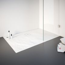 Schulte Receveur De Douche, 90x120x4cm, Résine De Synthèse, Rectangulaire, Effet Pierre Blanche, Bac De Douche Plain-pied En Résine - Bricoman