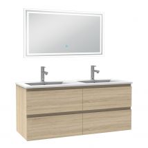 Meubles Double Vasque L.120 X H.52 X P.46cm,meuble Acve Miroir Chêne Wotan, Ocean - Bricoman