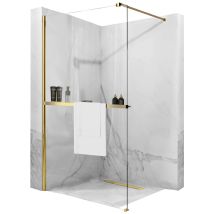 Paroi De Douche Rea Aero N Walk In 90 Gold + Etagère De Salle De Bain Evo - Bricoman