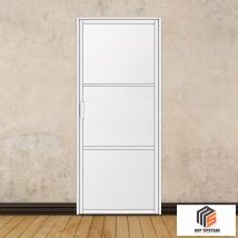 Porte Battante Blanche H 2040 X L 830 Mm - 3 Verres Opales Horizontaux - Bricoman