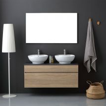 Meuble De Salle De Bains Avec Plateau En Bois Anthracite Et Miroir 120x60 | Sole - Bricoman