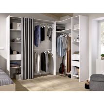 Dressing D'Angle Extensible Gontran - L164/214 Cm - Blanc Et Gris - Tecnomat