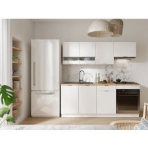 Cuisine Complète - Avec Plan De Travail 200 Cm - Blanc Et Naturel - Carmeo - Bricoman